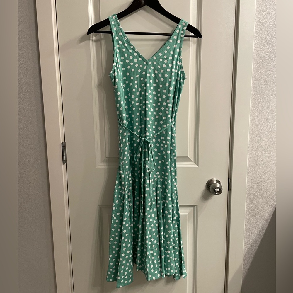 NWT XXSP LOFT Dotted Godet Double V Midi Dress